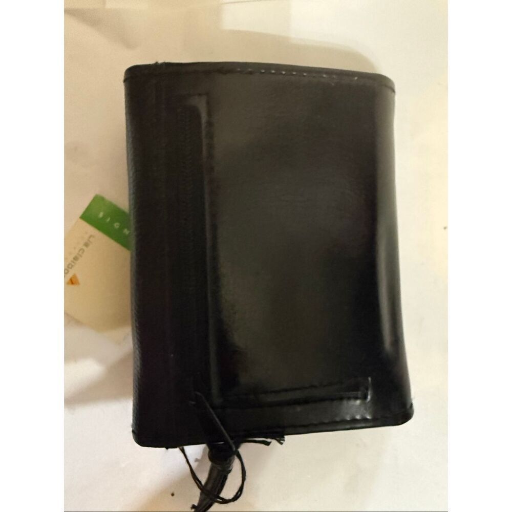 Liz Claiborne Women's Textured Leather Tri-fold Card Holder Wallet Black OS NWT - Picture 5 of 7
